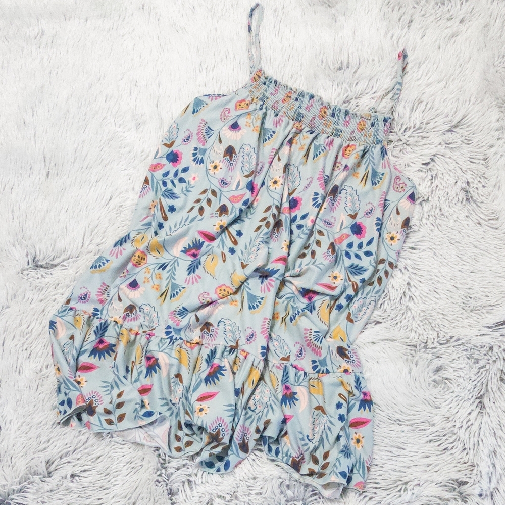 Light Blue Floral Print Spaghetti-Strap Pajama Dress - Picture 4 of 4